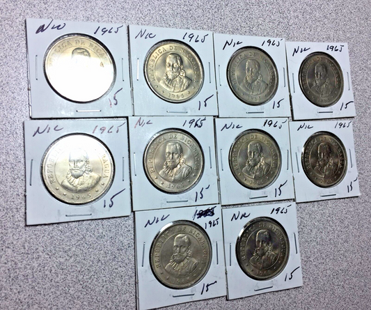 Lot of (10) 1965 NICARAGUA 50 Centavos   #A101