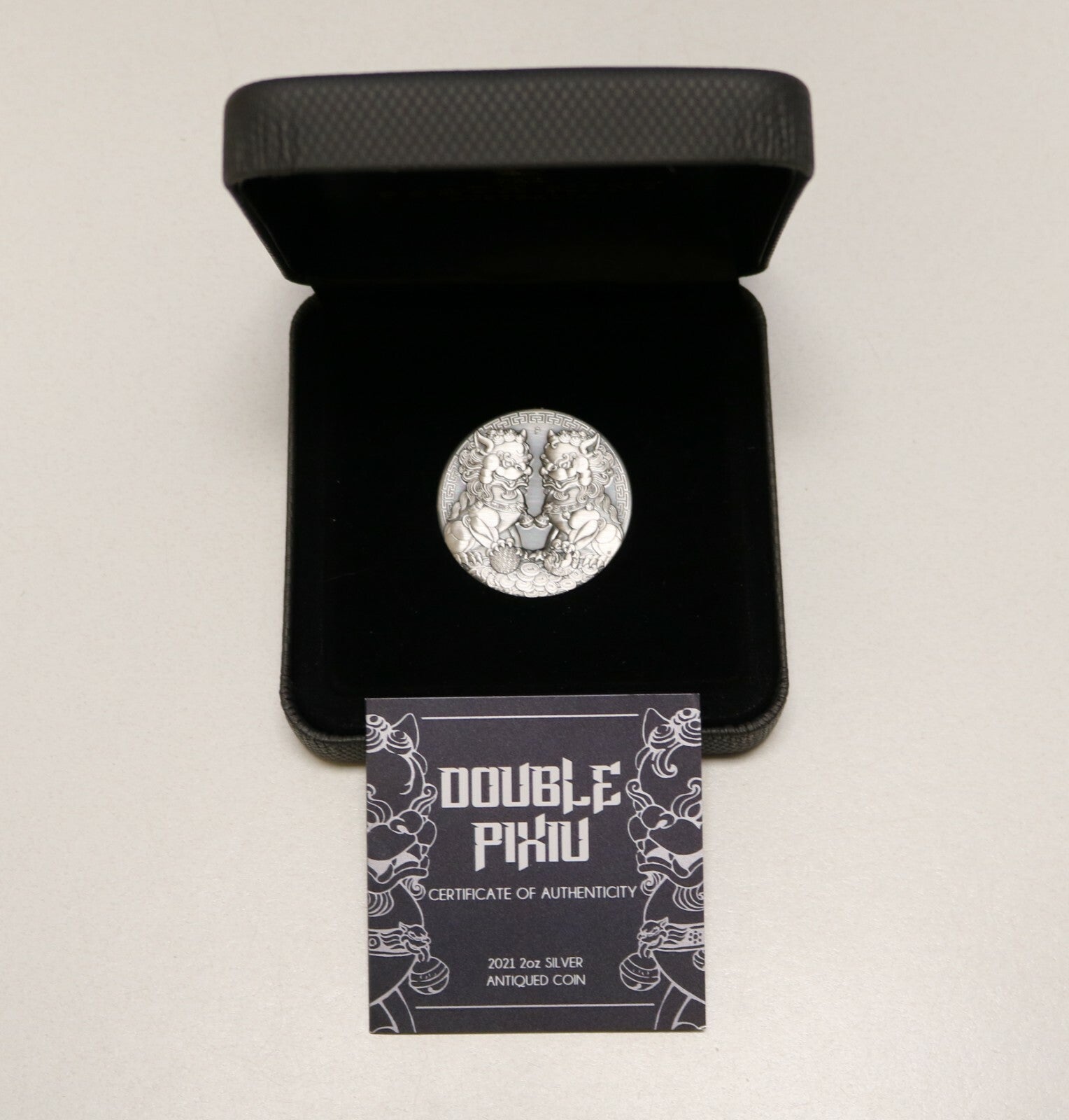 Australia 2021 Double Pixiu Antiquated 2oz Silver Coin w/ Box and Cert  B421