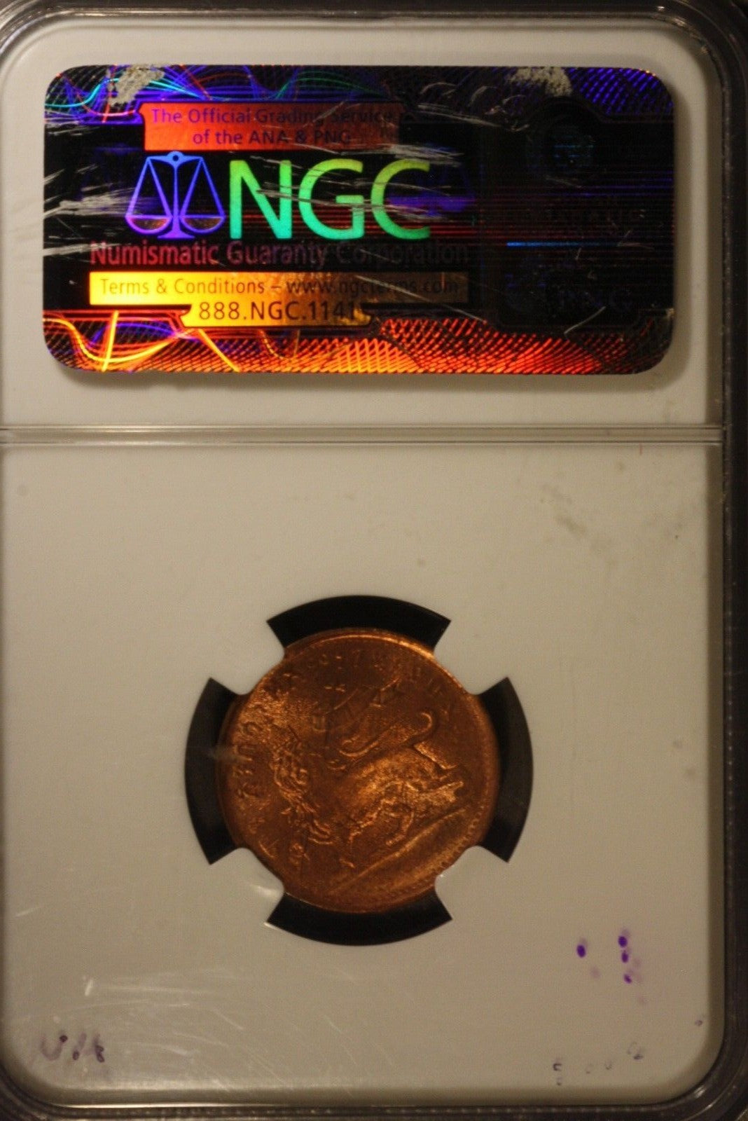 EE1889 Ethiopia 1/32B NGC MS 63 RB