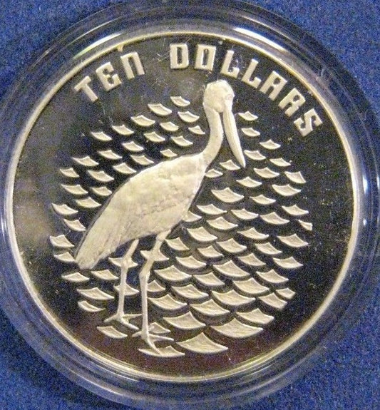 1991 Australia $10 Jabiru Bird Piedfort Proof Coin Box & Coa