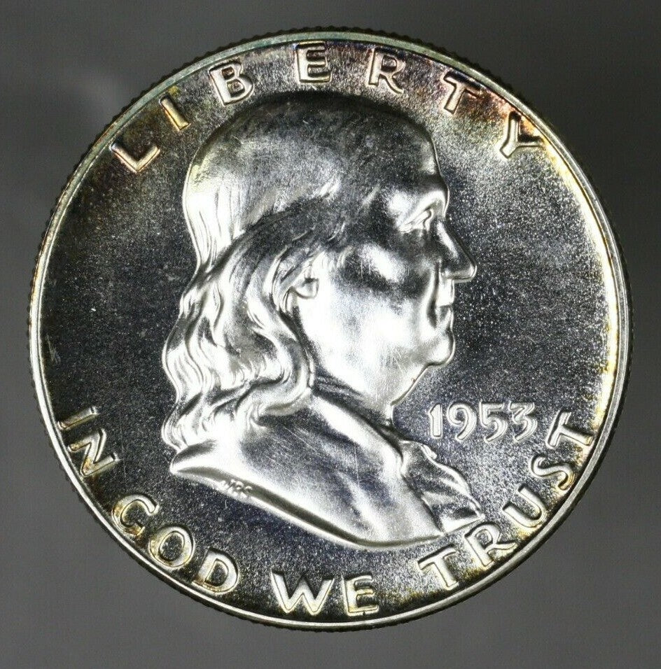 US 1953 Half Dollar Proof Great Peripheral Toning  A3032