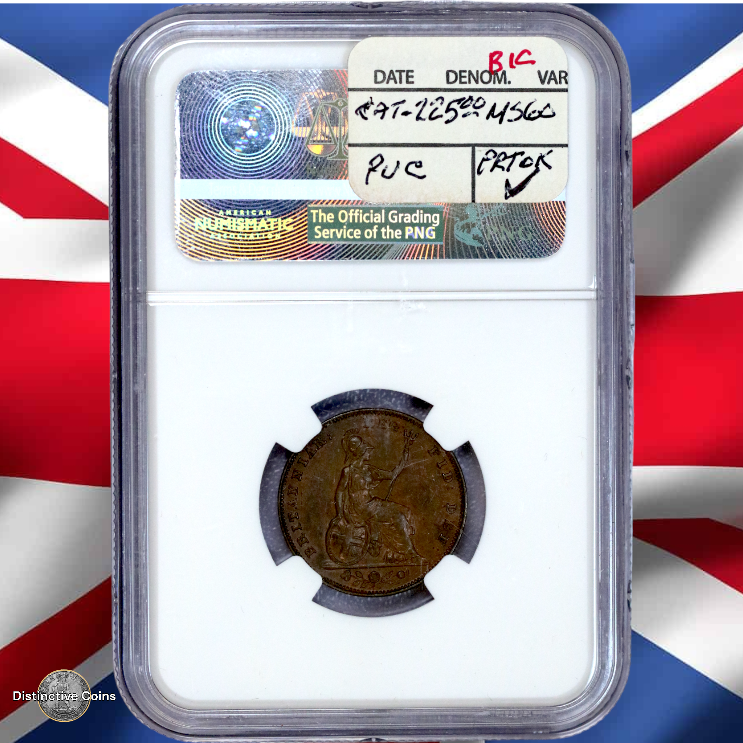 Great Britain 1839 Farthing NGC AU58BN - GBS037