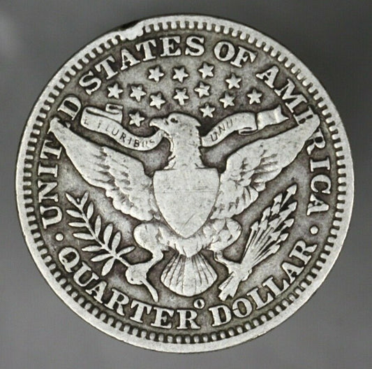 US 1909 O Barber Quarter Better Date Rim Bump Rev  A3005