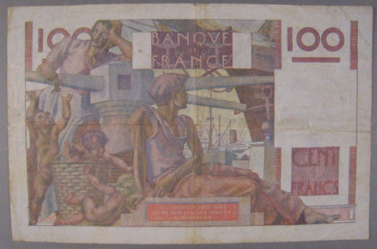 1950 France, Bank of, 100 Francs Reduced Size