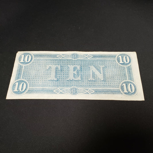 Confederate States of America  Richmond 1864 $10 T-68 F over A variety