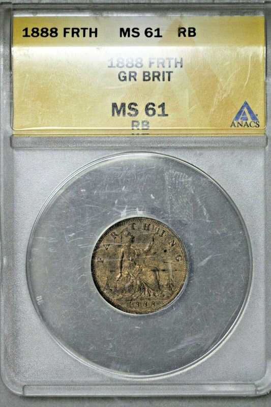 Great Britain 1888 Farthing ANACS MS 61 RB S570