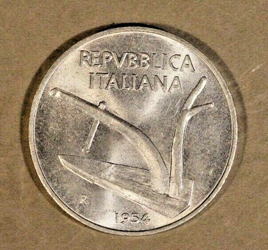 1954 Italy Aluminum 10 Lire High Grade