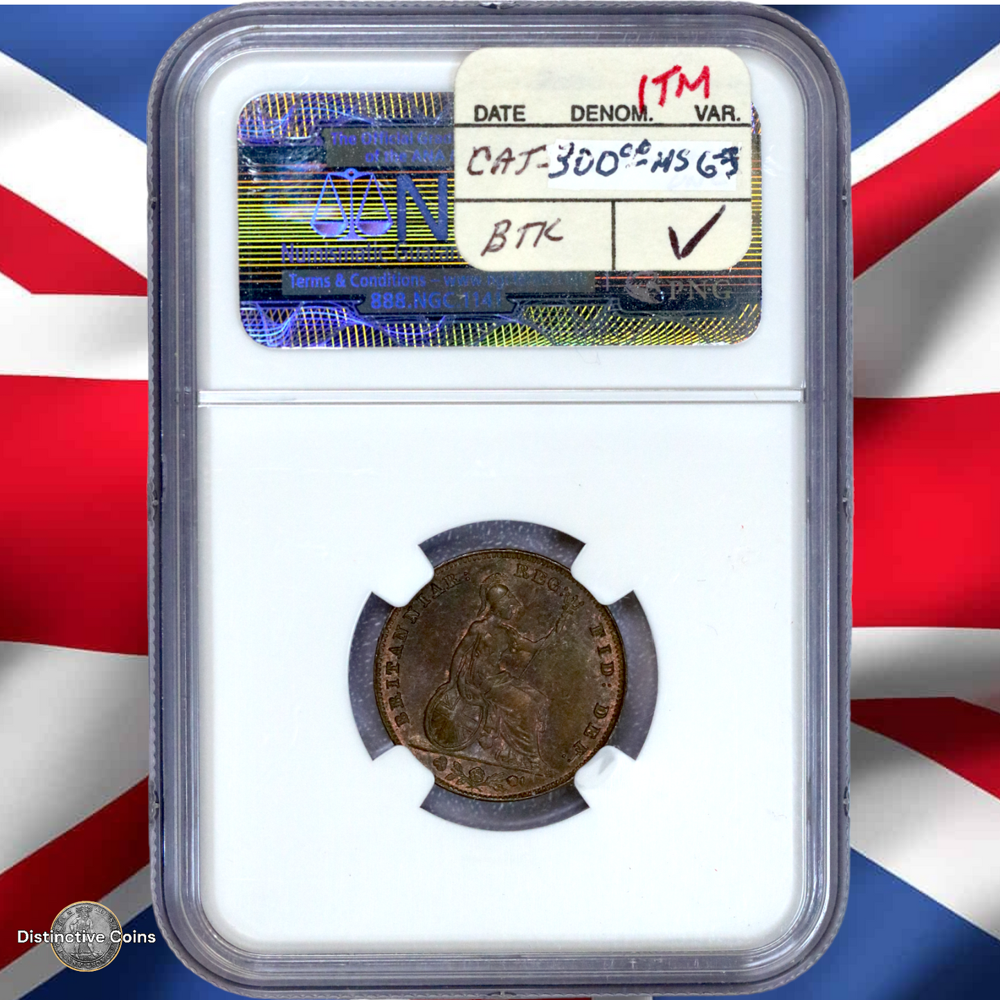 Great Britain 1857 Farthing NGC MS63BN - GBS045