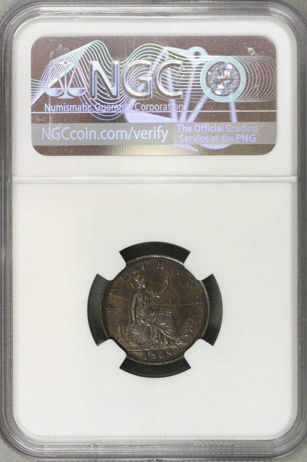 Great Britain 1868 Farthing NGC MS 62 BN S568