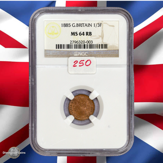 Great Britain 1885 1/3 Farthing NGC MS64RB - GBS008