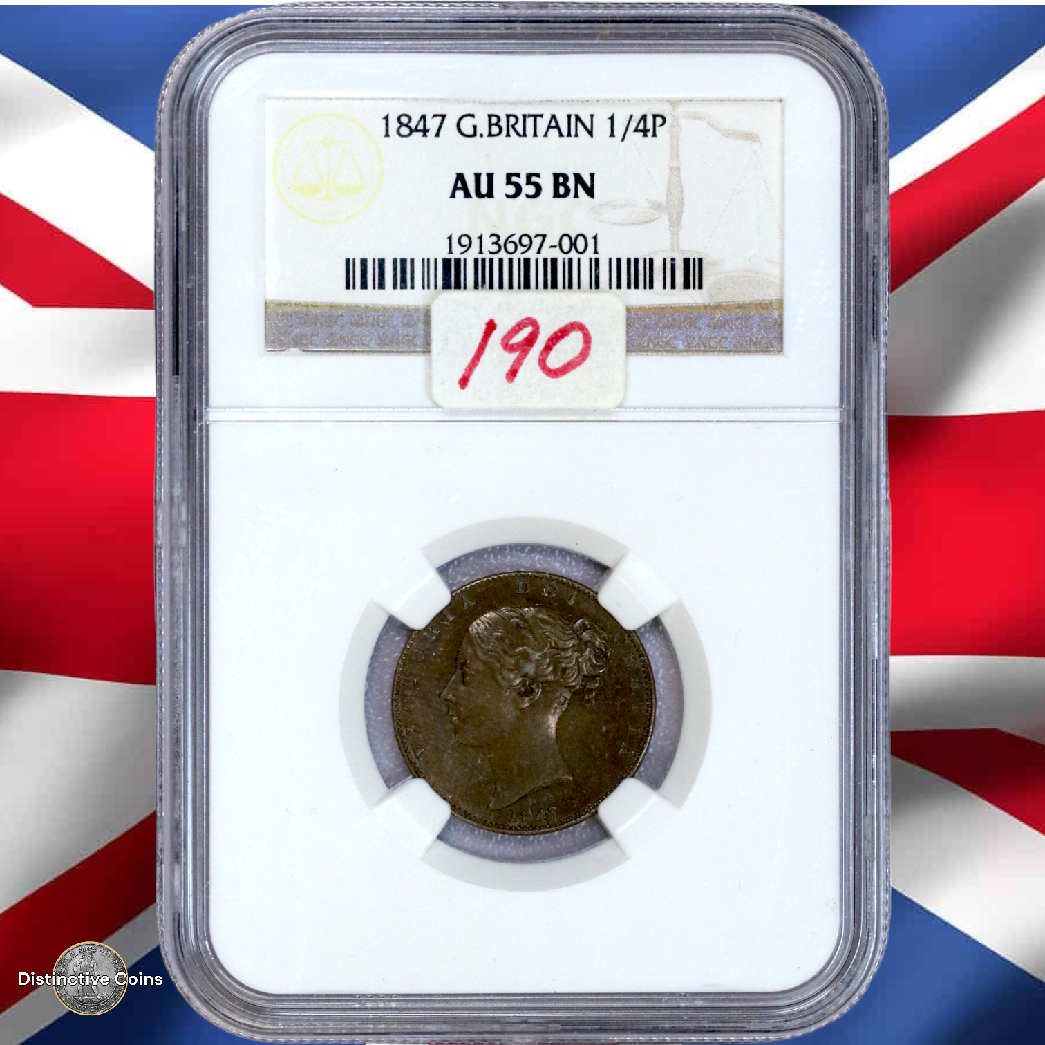 Great Britain 1839 Farthing NGC AU55BN - GBS039