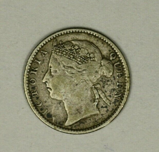 Straits Settlements 10 Cents 1885  VF  Victoria   A897  Scarce