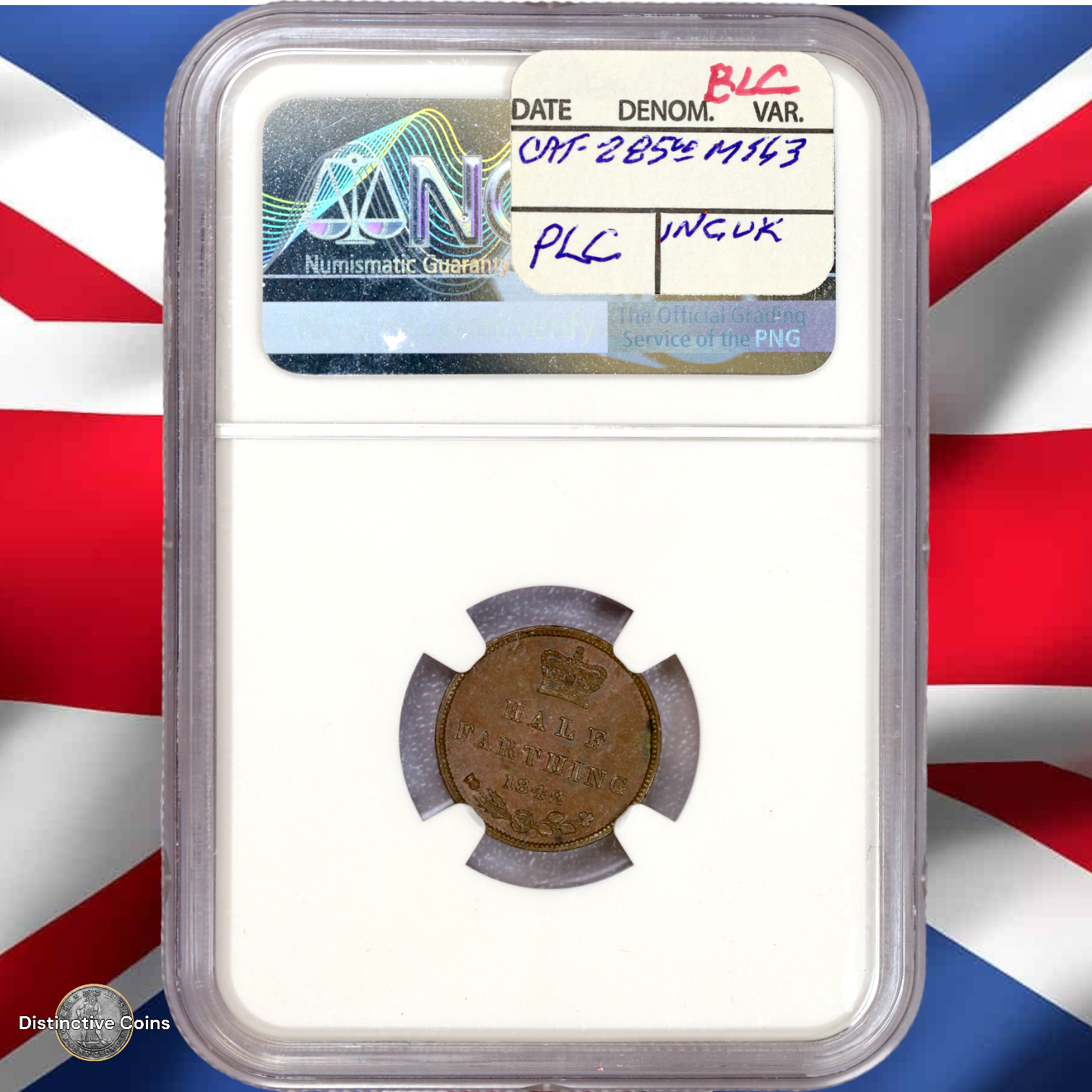 Great Britain 1842 1/2 Farthing NGC MS62BN - GBS018