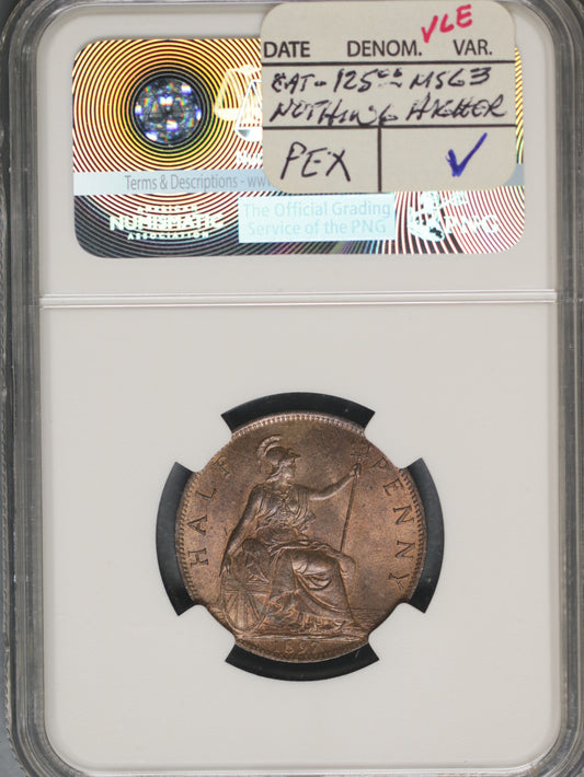 Great Britain 1897 1/2 Penny K-789 NGC MS64 RB HIGH SEA LEVEL