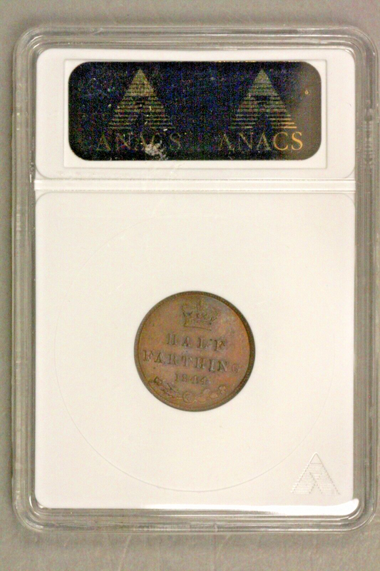 Great Britain 1844  1/2 Half Farthing Nice Coin  ANACS MS 60