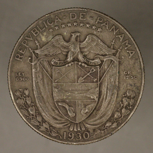 Panama 1930 1/2 Balboa Toned XF+