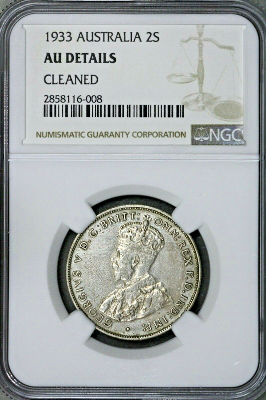 Australia 1933 2 Shillings (Florin) NGC AU Details Cleaned S597