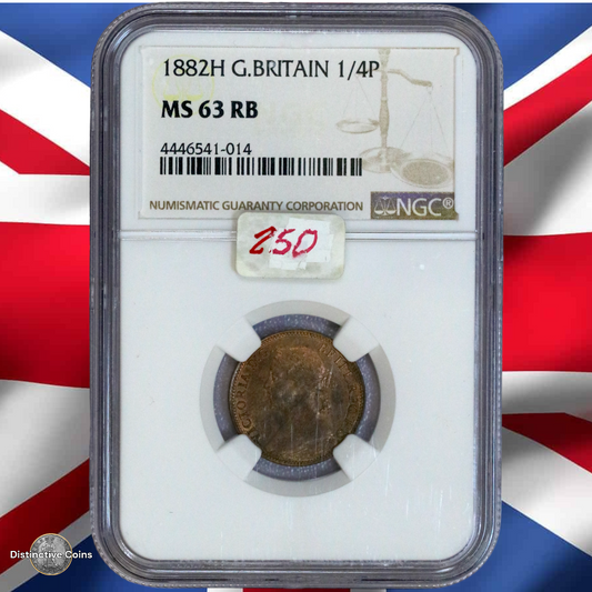 Great Britain 1882 H Farthing NGC MS63RB - GBS051