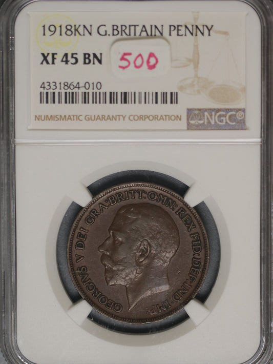 Great Britain 1918KN Penny K-810 NGC XF45 BN