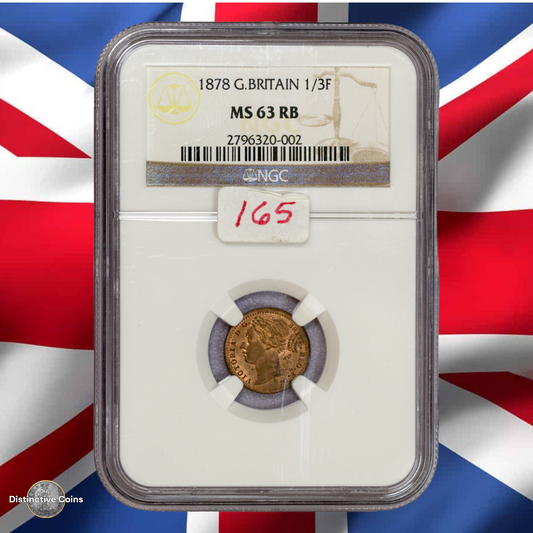 Great Britain 1878 1/3 Farthing NGC MS63RB - GBS004