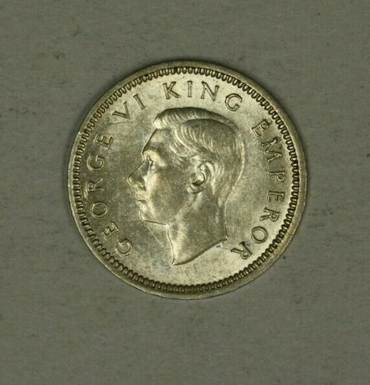 New Zealand Silver 3 Pence 1941  AU/UNC   A2158