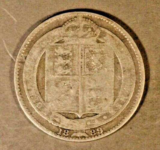1889 Great Britain Silver Shilling Small Bust Very Rare