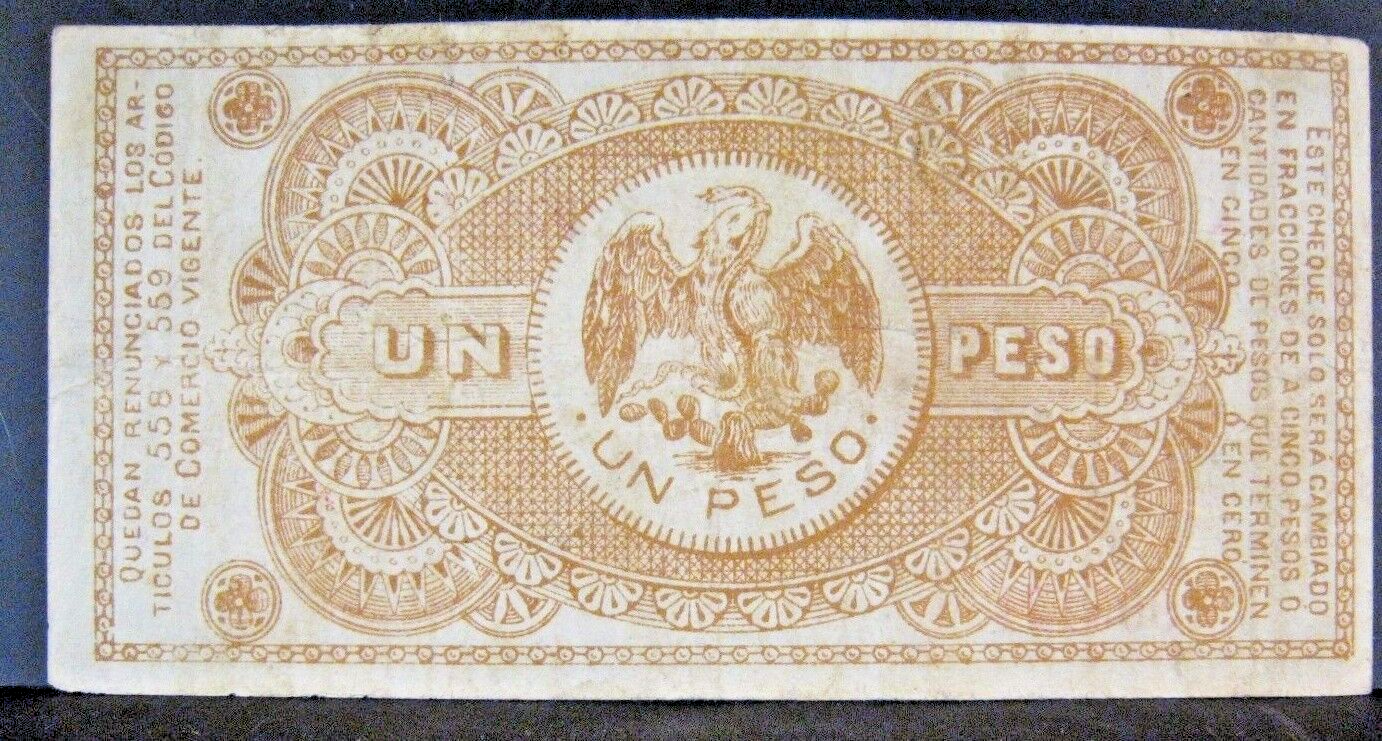 1914 Mexico Rev. Yucatan, Comision Reguladora 1 Peso ++