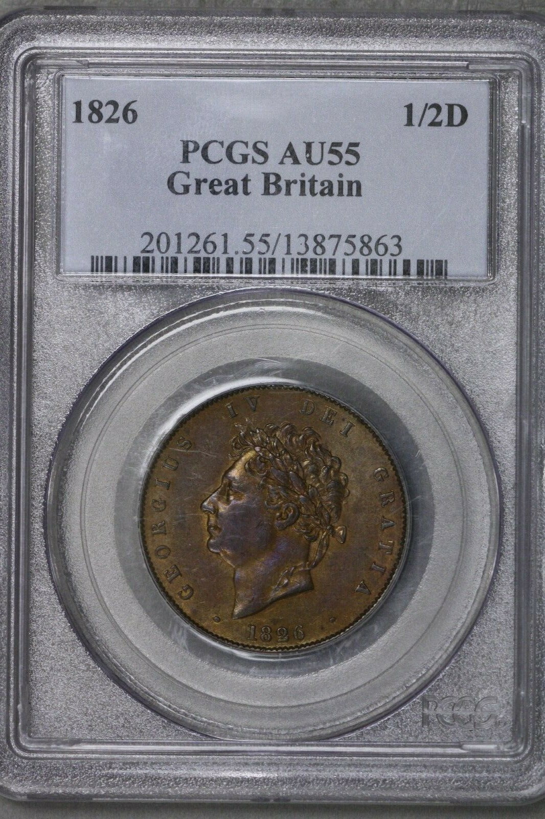 Great Britain 1826 Half Penny PCGS AU 55  S414