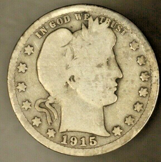 1915 S Barber Quarter Dollar Circulated Silver Better Date