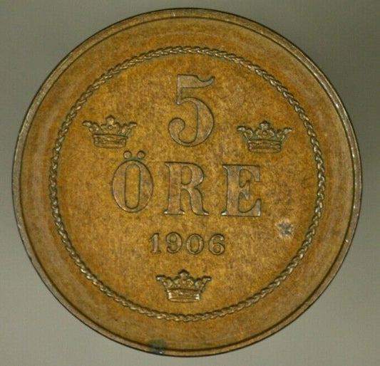 Sweden 5 Ore 1906  UNC  - 2 Year Type A947