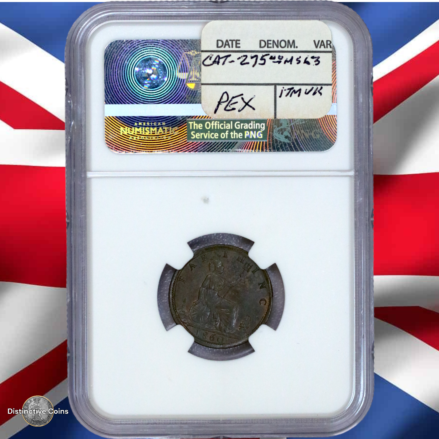 Great Britain 1860 Farthing NGC MS63BN - GBS047