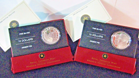 2005 & 06 (2)Canada $10 Veterans & Louisbourg Pf Sil.