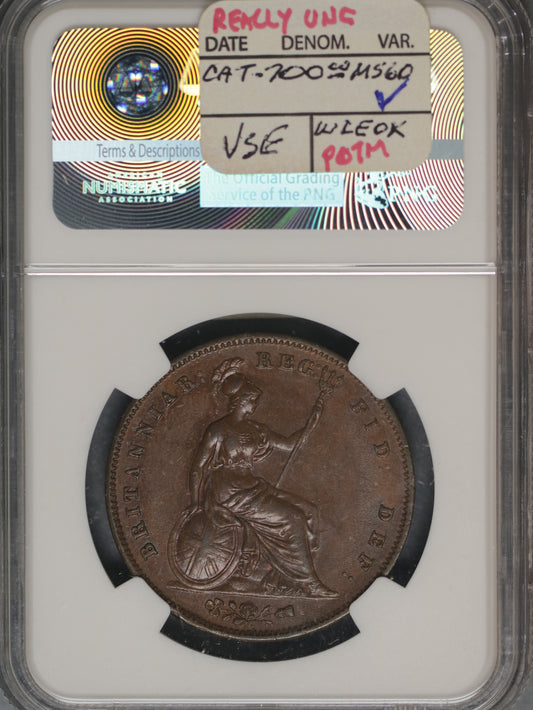 Great Britain 1859 Penny K-739 NGC AU58 BN