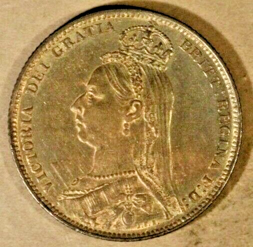 1890 Great Britain Shilling Very High Grade Toned