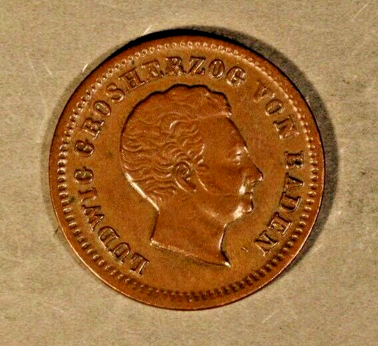 1828D German State Baden 1 Kreuzer Light Circulation