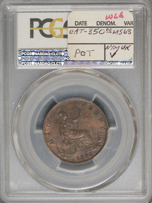 Great Britain 1886 1/2 Penny K-754 NGC MS63 BN