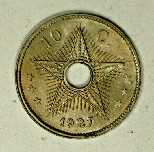 Belgian Congo 10 Centimes 1927 Gem BU  A1909