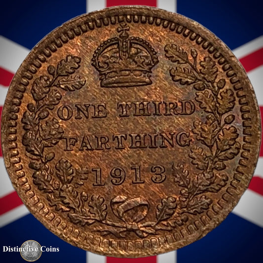 Great Britain 1913 Third Farthing 1/3 Penny GB3042