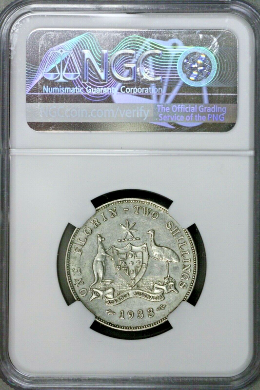 Australia 1933 2 Shillings (Florin) NGC AU Details Cleaned S597