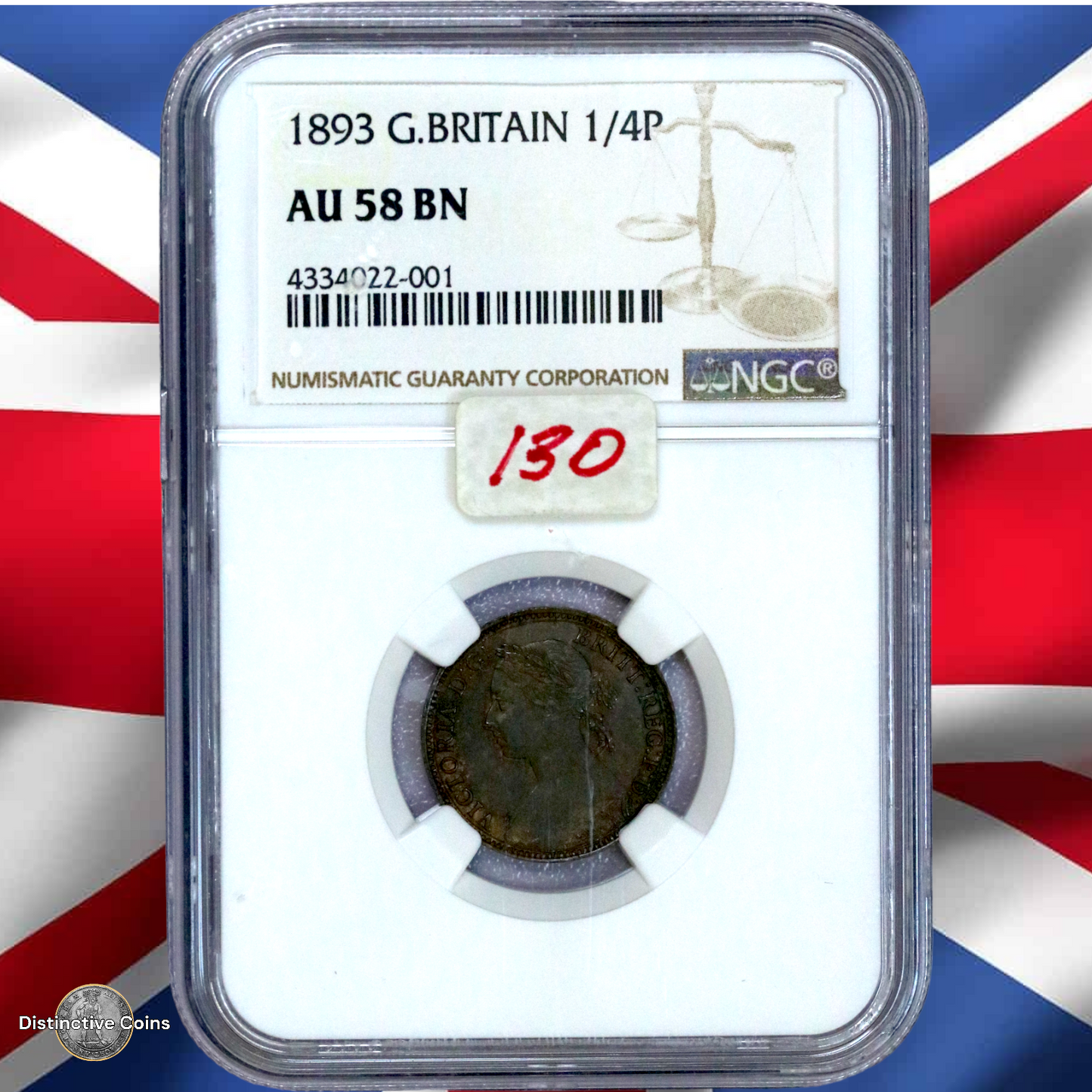 Great Britain 1893 Farthing NGC AU58BN - GBS055