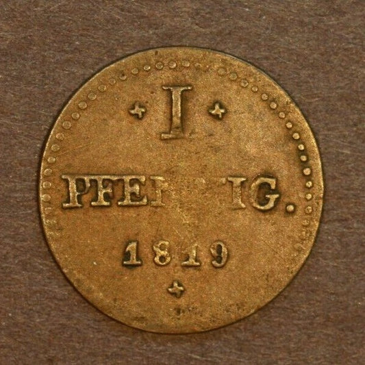 Germany - German States Hesse Darmstadt 1819 Pfennig A186
