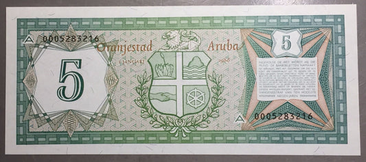 ARUBA 1986 5 Florin P-1   BANCO CENTRAL DI ARUBA VIJF FLORIN  A