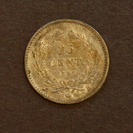 France 1845 B 25 Centimes AU  Scarce in High Grade A174