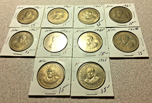 Lot of (10) 1965 NICARAGUA 50 Centavos #A102