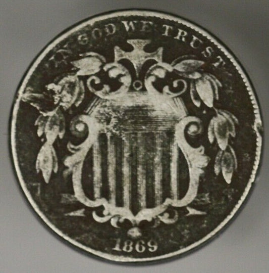 US 1869 Shield Nickel Dark Porous  A2748