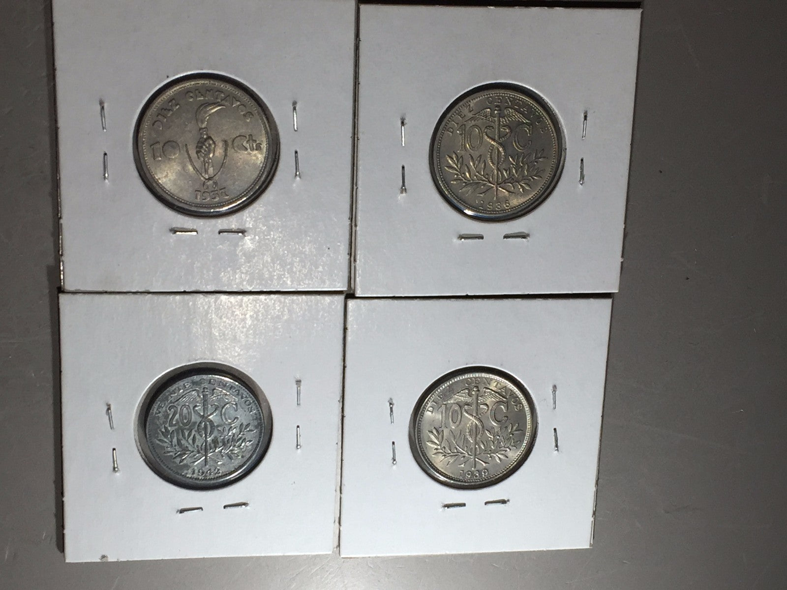 Lot of (4) Bolivia Coins 1 YR Type BU 1936, 1937, 1939, 1942 SEE PHOTOS