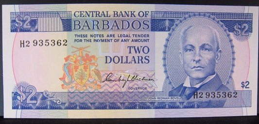 1973 Barbados, Central Bank of, $2 Dollar Note  CU