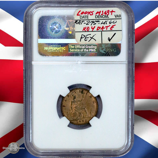 Great Britain 1892 Farthing NGC Unc details - GBS054