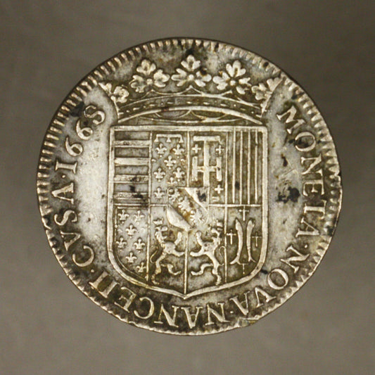 French Lorraine 1668 Teston  Old test cut on rim