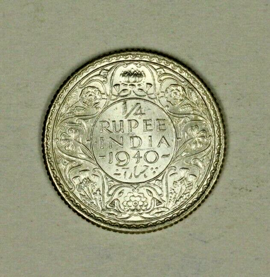 British India Silver 1/4 Rupee 1940 c    A1221